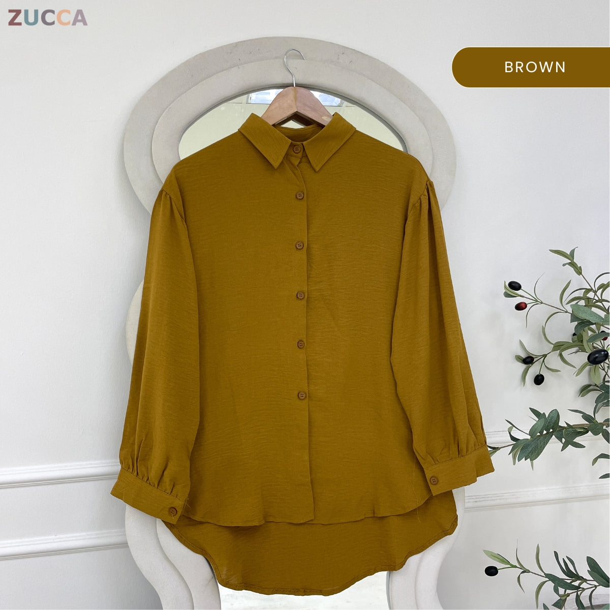 ZUCCA KASHFIA WOMEN PLAIN FULL BUTTON LONG SLEEVE BLOUSE - GC021 (KS8816-3840)