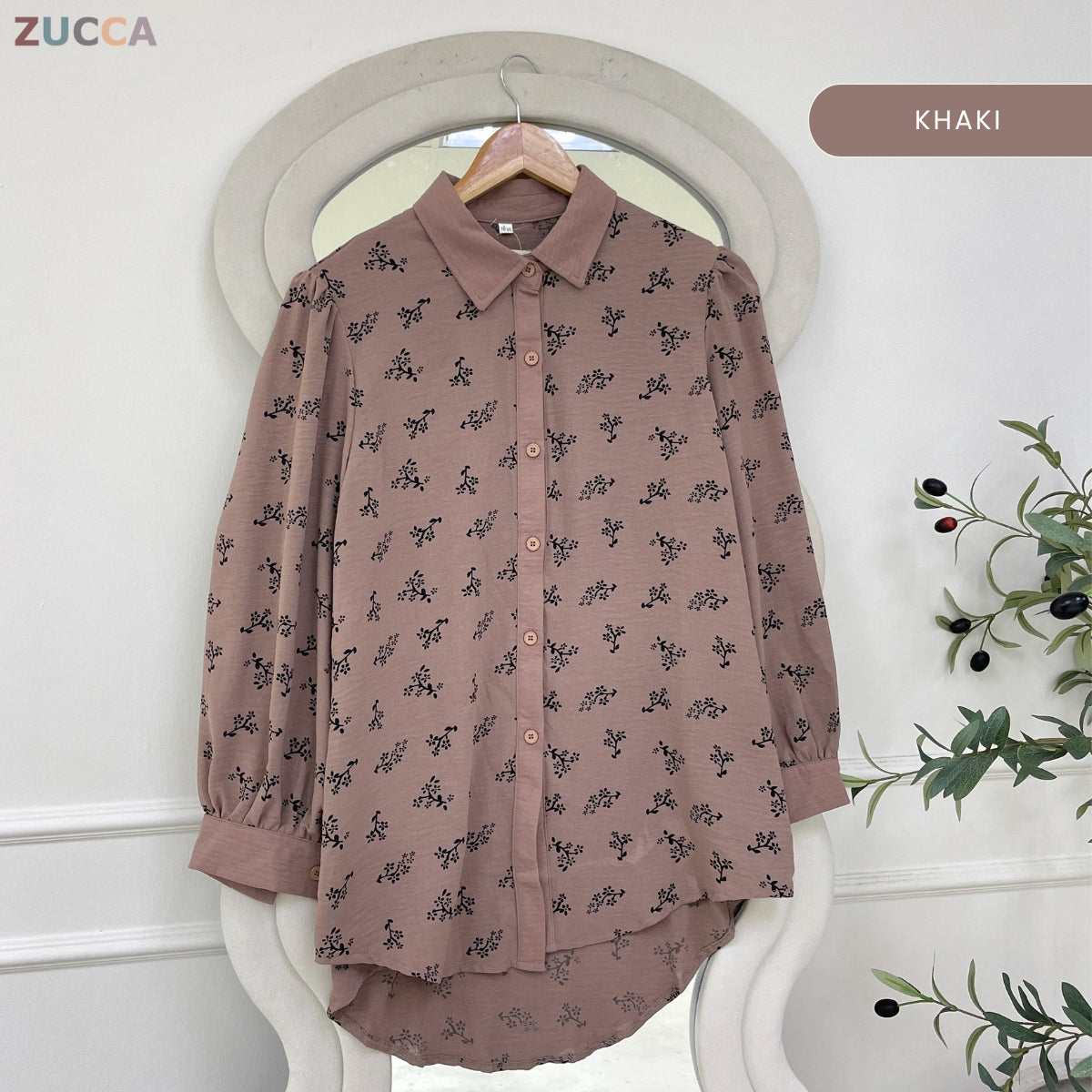 ZUCCA ERINA WOMEN PRINTED FULL BUTTON LONG SLEEVE BLOUSE - GC020 (KS8808-3840)