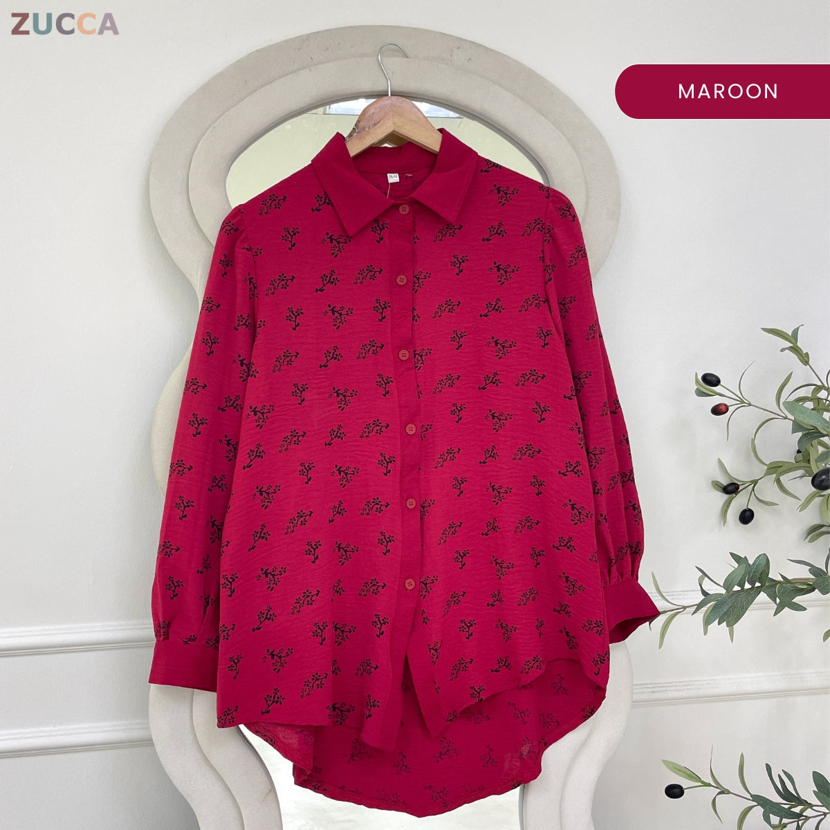 ZUCCA ERINA WOMEN PRINTED FULL BUTTON LONG SLEEVE BLOUSE - GC020 (KS8808-3840)