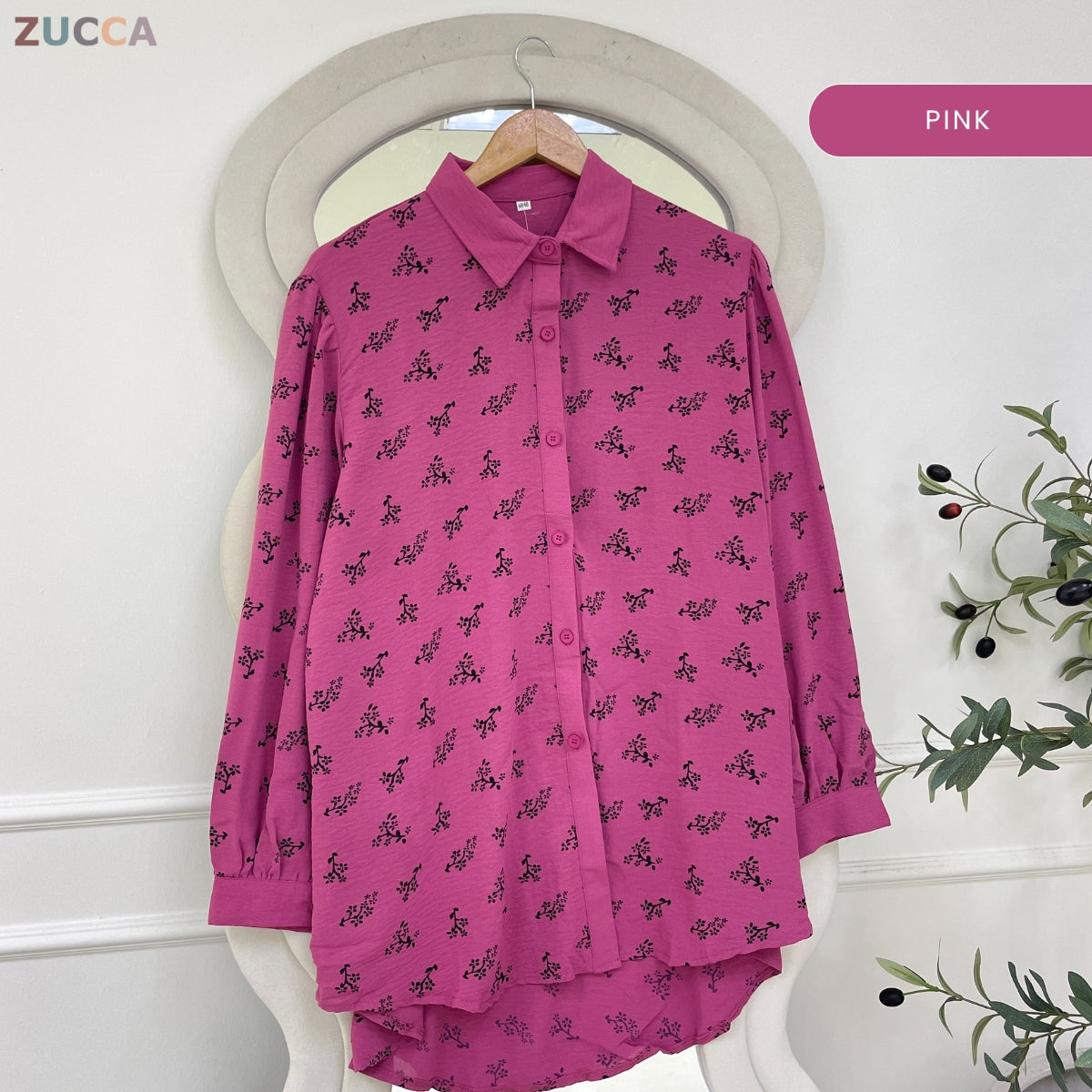 ZUCCA ERINA WOMEN PRINTED FULL BUTTON LONG SLEEVE BLOUSE - GC020 (KS8808-3840)