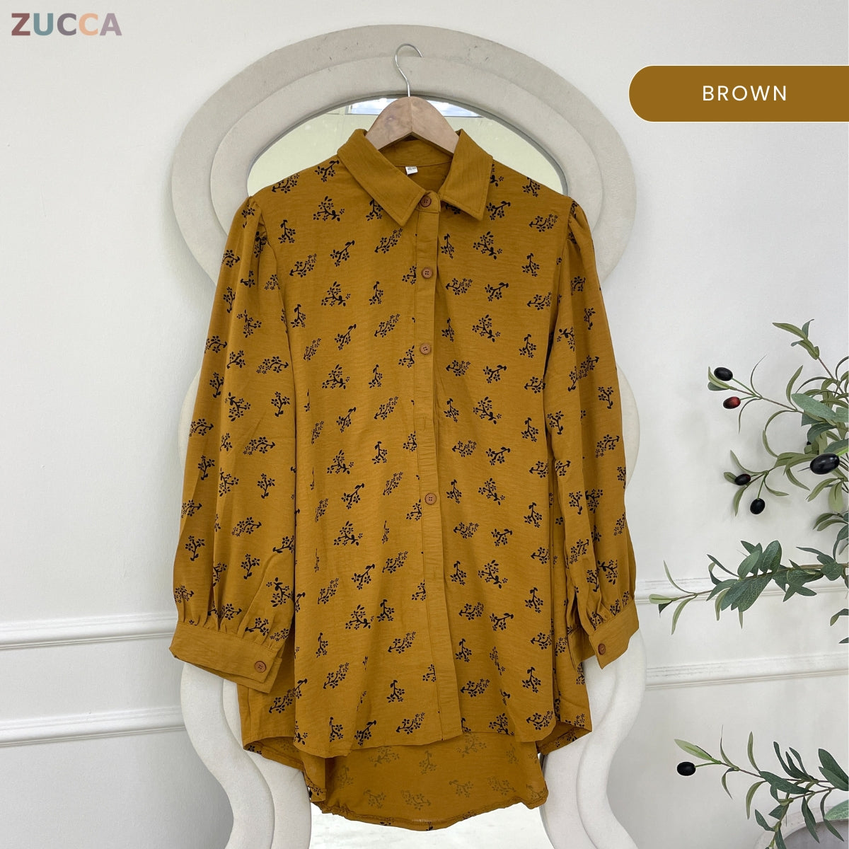 ZUCCA ERINA WOMEN PRINTED FULL BUTTON LONG SLEEVE BLOUSE - GC020 (KS8808-3840)