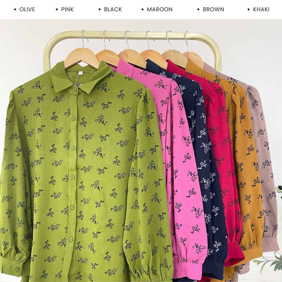 ZUCCA ERINA WOMEN PRINTED FULL BUTTON LONG SLEEVE BLOUSE - GC020 (KS8808-3840)