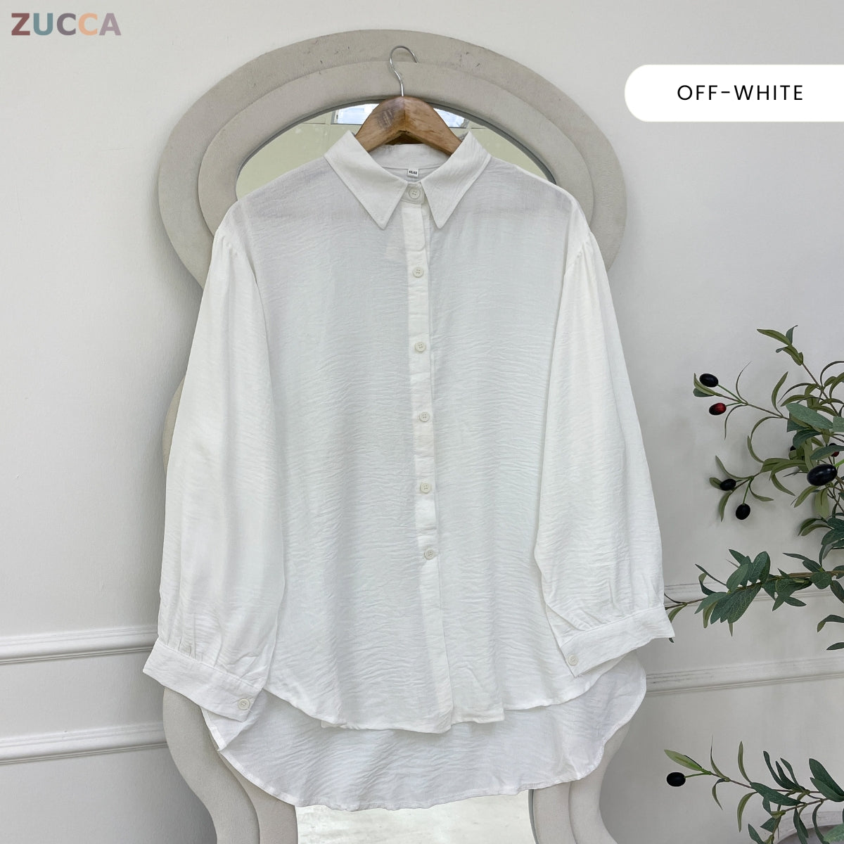 ZUCCA KASHFIA WOMEN PLAIN FULL BUTTON LONG SLEEVE BLOUSE - GC021 (KS8816-3840)