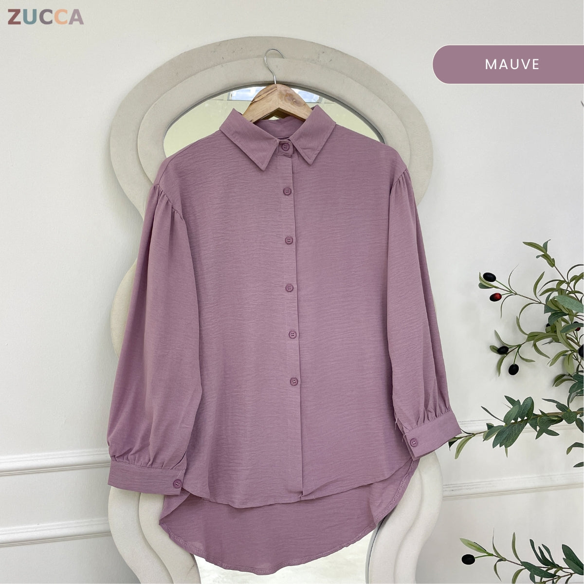 ZUCCA KASHFIA WOMEN PLAIN FULL BUTTON LONG SLEEVE BLOUSE - GC021 (KS8816-3840)