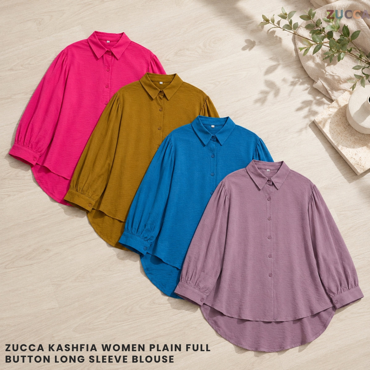 ZUCCA KASHFIA WOMEN PLAIN FULL BUTTON LONG SLEEVE BLOUSE - GC021 (KS8816-3840)