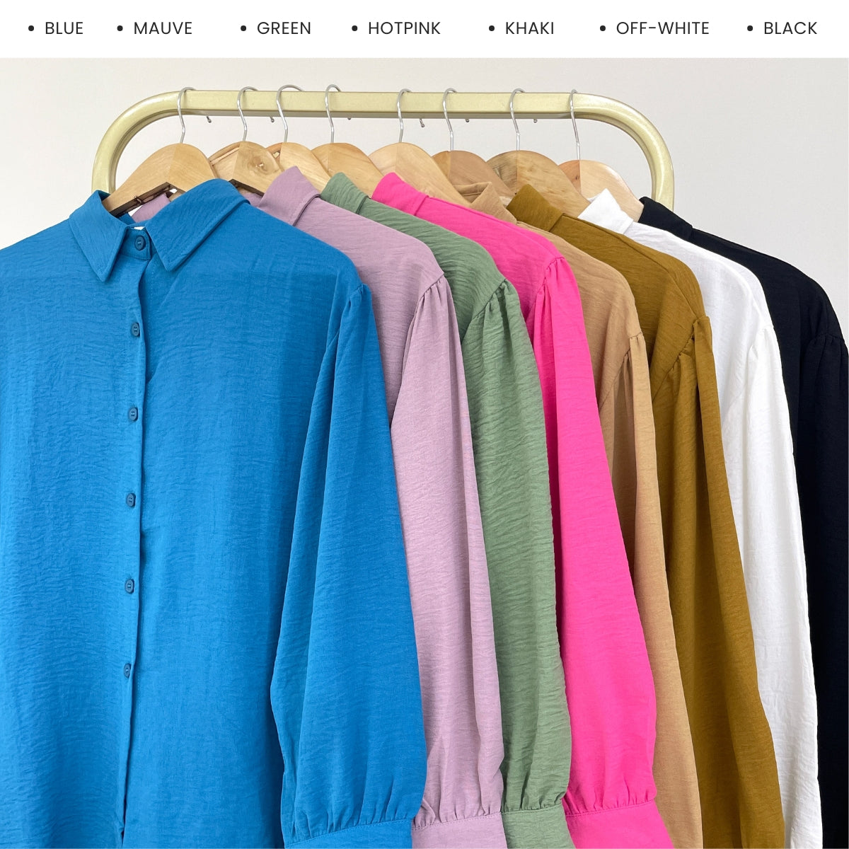 ZUCCA KASHFIA WOMEN PLAIN FULL BUTTON LONG SLEEVE BLOUSE - GC021 (KS8816-3840)