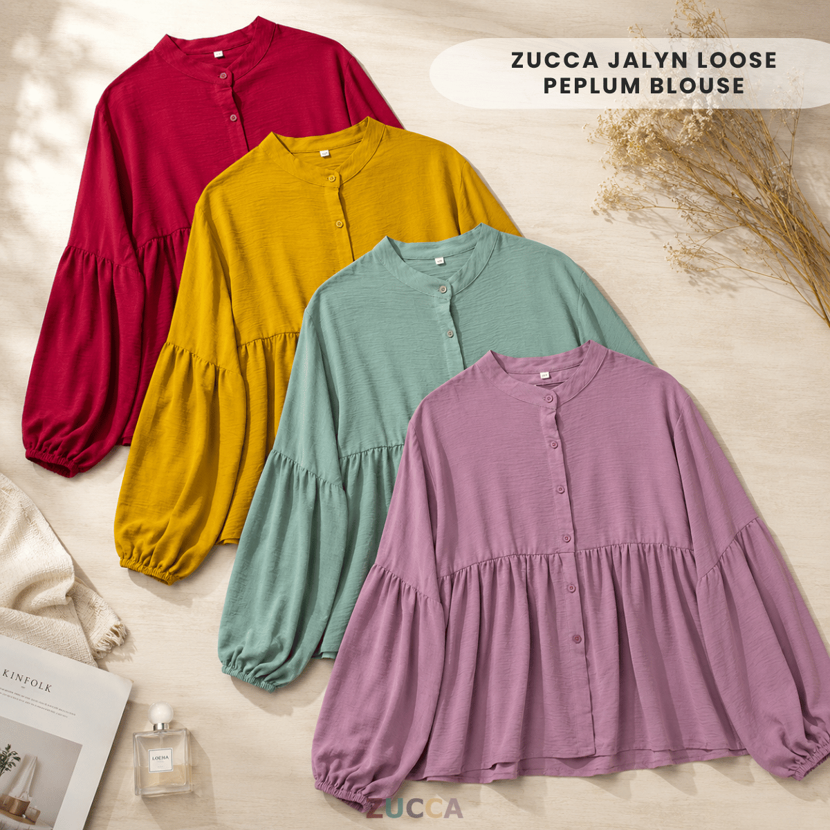 ZUCCA JALYN LOOSE PEPLUM BLOUSE -GC022 (KS8818-3840)