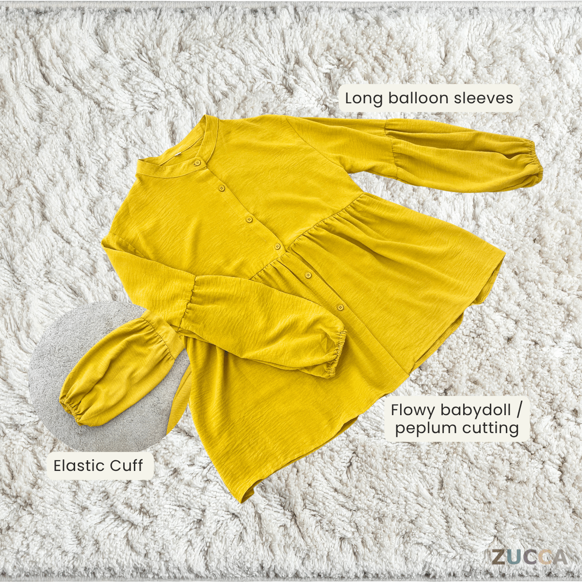 ZUCCA JALYN LOOSE PEPLUM BLOUSE -GC022 (KS8818-3840)