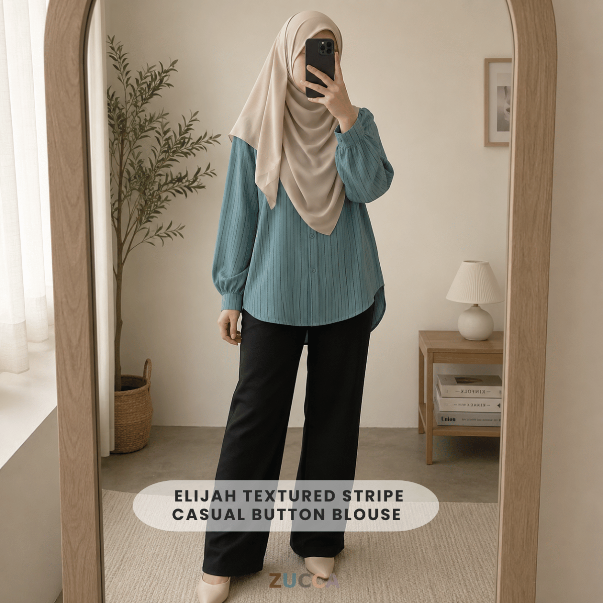 ZUCCA ELIJAH TEXTURED STRIPE CASUAL BUTTON BLOUSE - GC023 (KS8822-3840)