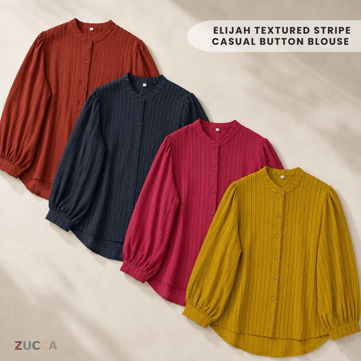 ZUCCA ELIJAH TEXTURED STRIPE CASUAL BUTTON BLOUSE - GC023 (KS8822-3840)