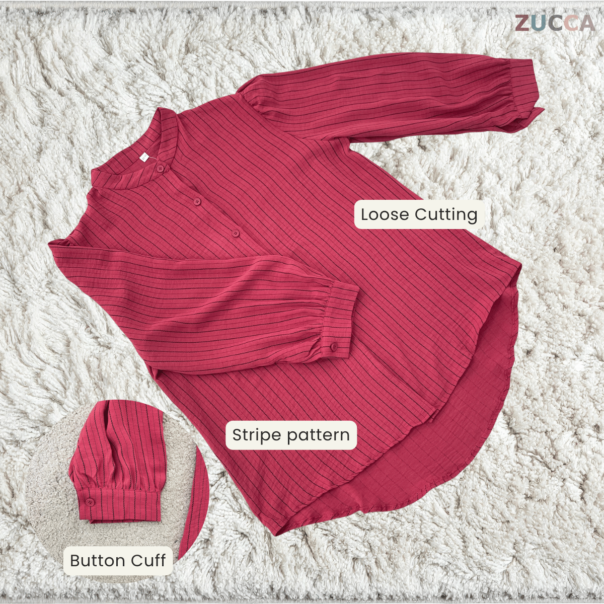 ZUCCA ELIJAH TEXTURED STRIPE CASUAL BUTTON BLOUSE - GC023 (KS8822-3840)