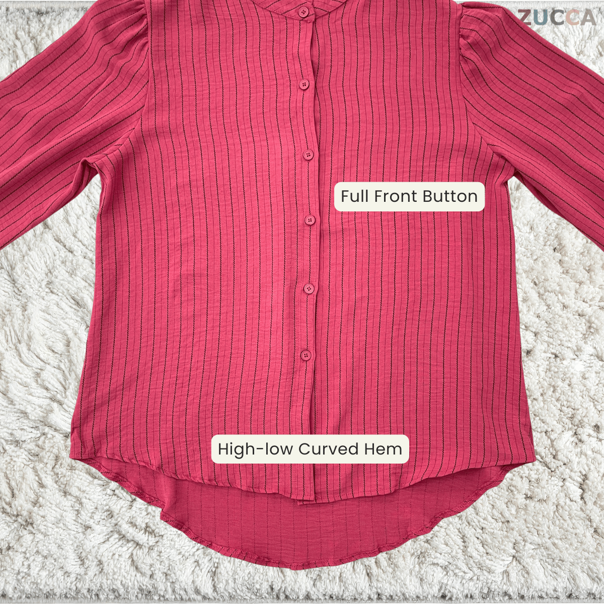 ZUCCA ELIJAH TEXTURED STRIPE CASUAL BUTTON BLOUSE - GC023 (KS8822-3840)