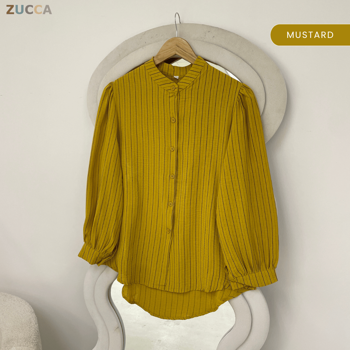 ZUCCA ELIJAH TEXTURED STRIPE CASUAL BUTTON BLOUSE - GC023 (KS8822-3840)