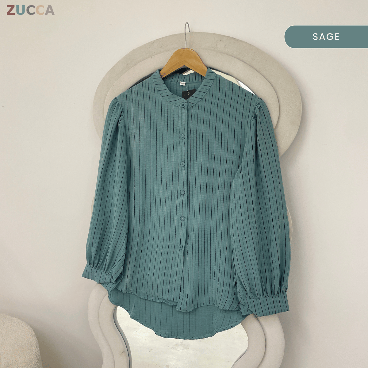 ZUCCA ELIJAH TEXTURED STRIPE CASUAL BUTTON BLOUSE - GC023 (KS8822-3840)