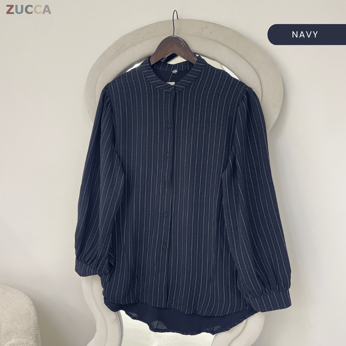 ZUCCA ELIJAH TEXTURED STRIPE CASUAL BUTTON BLOUSE - GC023 (KS8822-3840)
