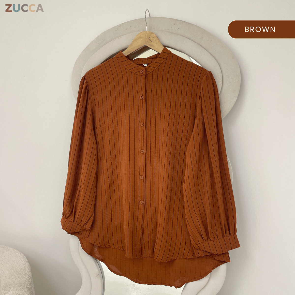 ZUCCA ELIJAH TEXTURED STRIPE CASUAL BUTTON BLOUSE - GC023 (KS8822-3840)