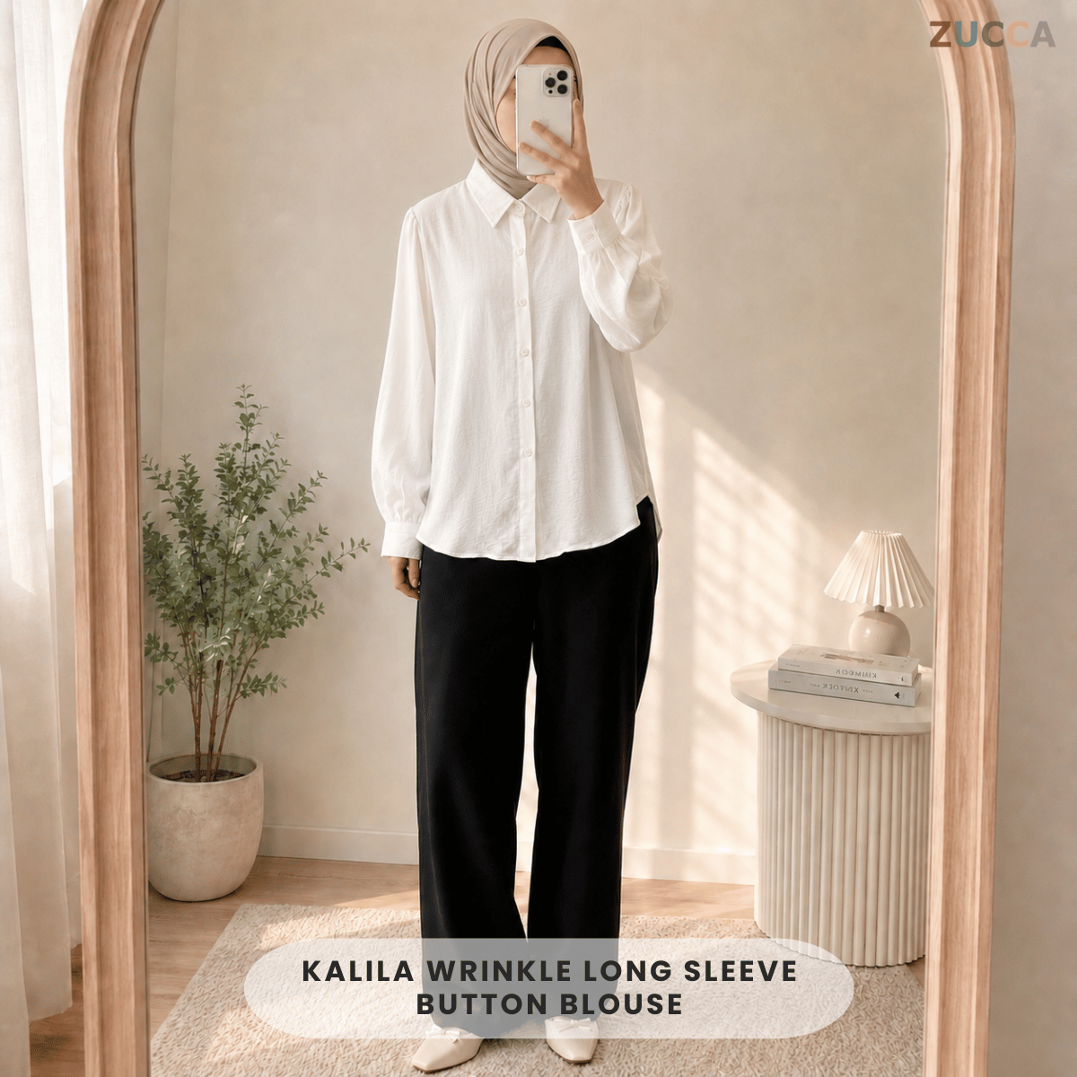 ZUCCA KALILA WRINKLE LONG SLEEVE BUTTON BLOUSE - GC024 (KS408-19B, KS408-18B)