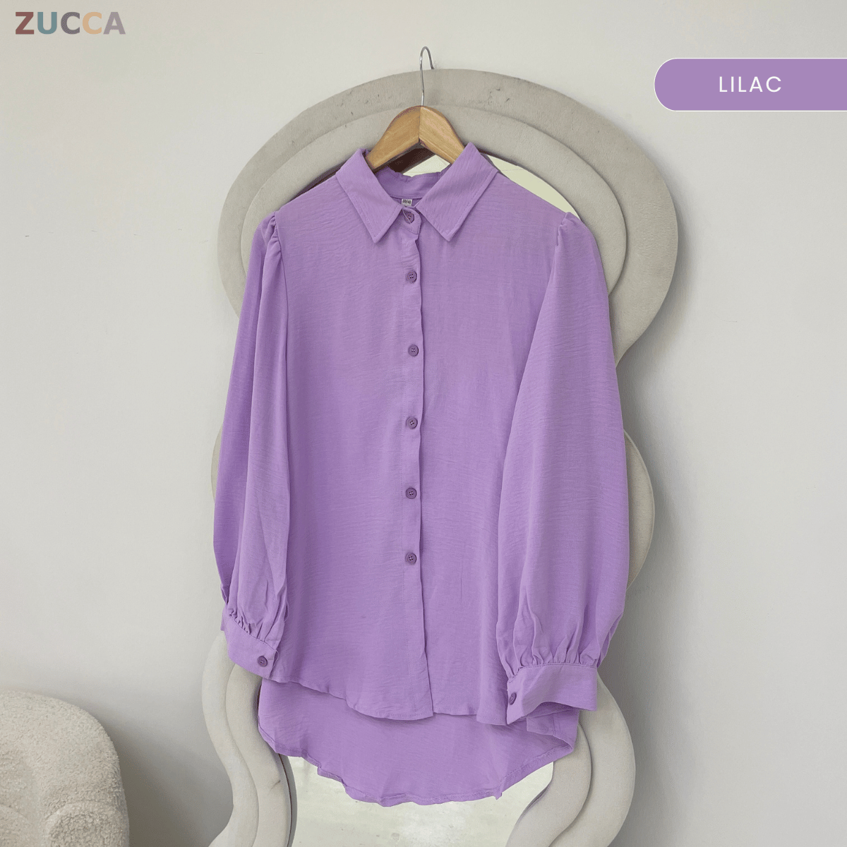 ZUCCA KALILA WRINKLE LONG SLEEVE BUTTON BLOUSE - GC024 (KS408-19B, KS408-18B)