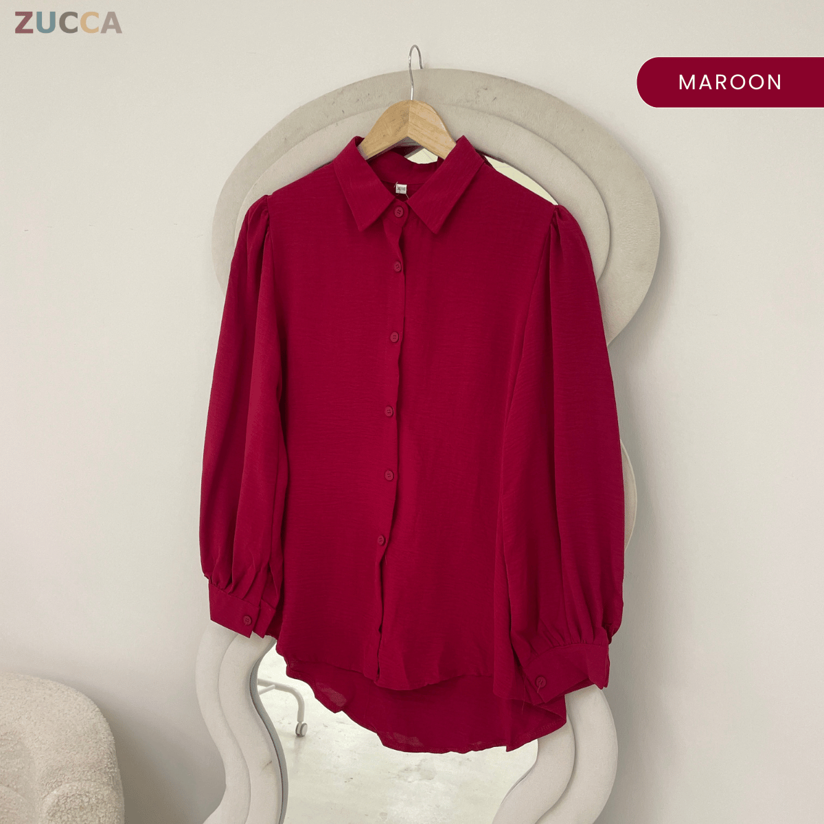 ZUCCA KALILA WRINKLE LONG SLEEVE BUTTON BLOUSE - GC024 (KS408-19B, KS408-18B)