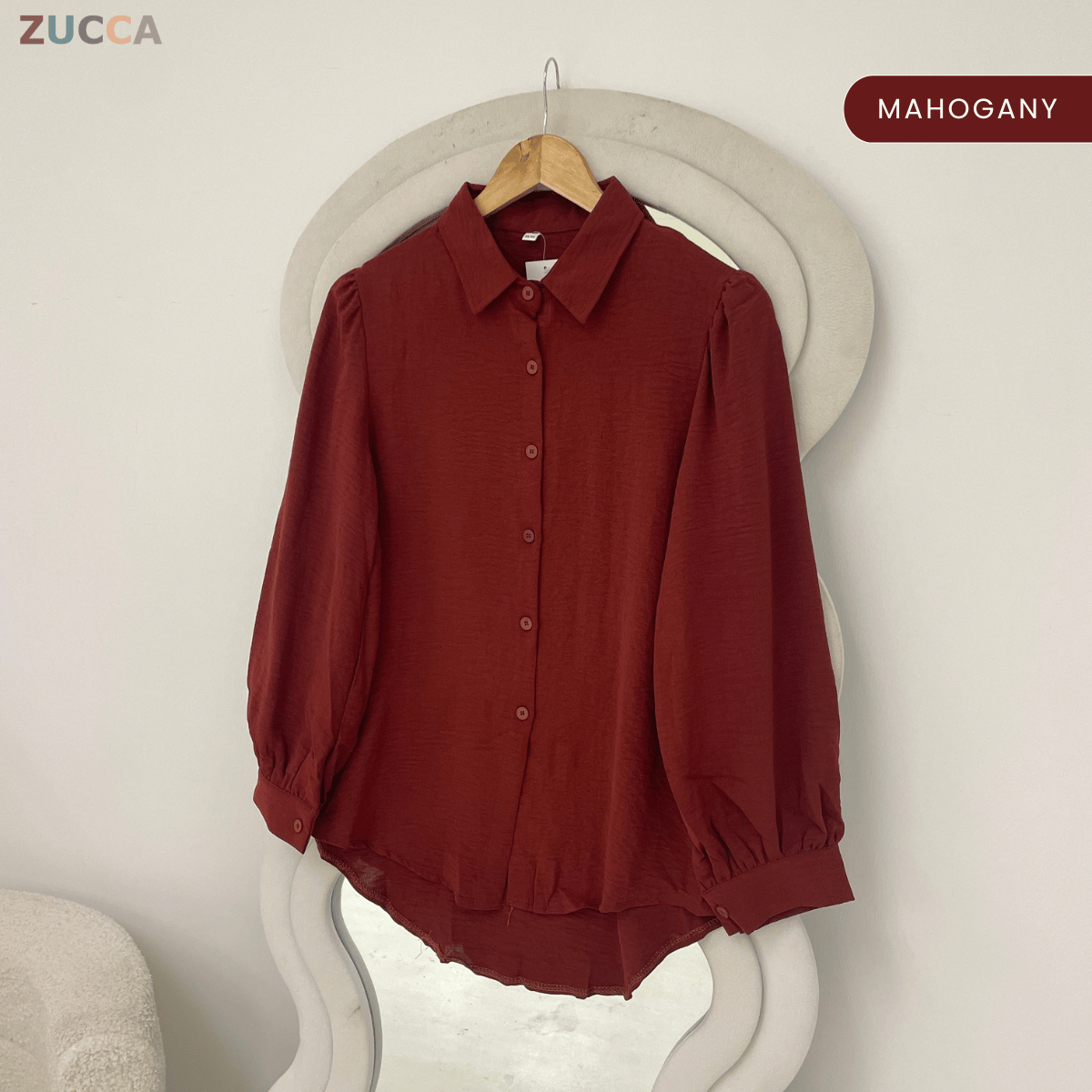 ZUCCA KALILA WRINKLE LONG SLEEVE BUTTON BLOUSE - GC024 (KS408-19B, KS408-18B)