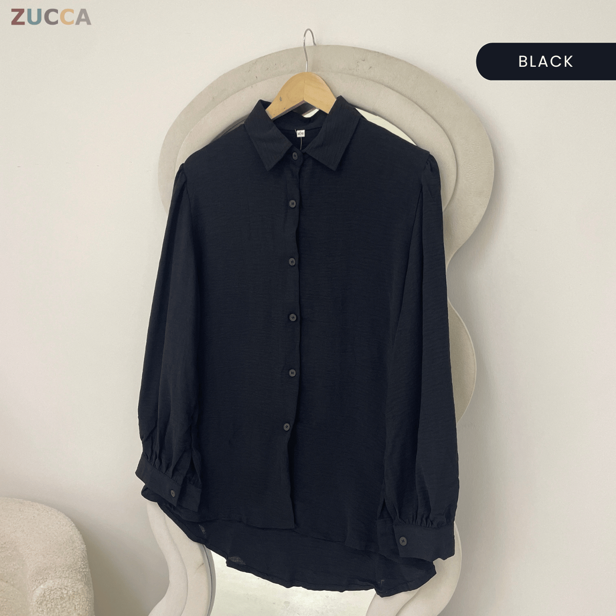 ZUCCA KALILA WRINKLE LONG SLEEVE BUTTON BLOUSE - GC024 (KS408-19B, KS408-18B)