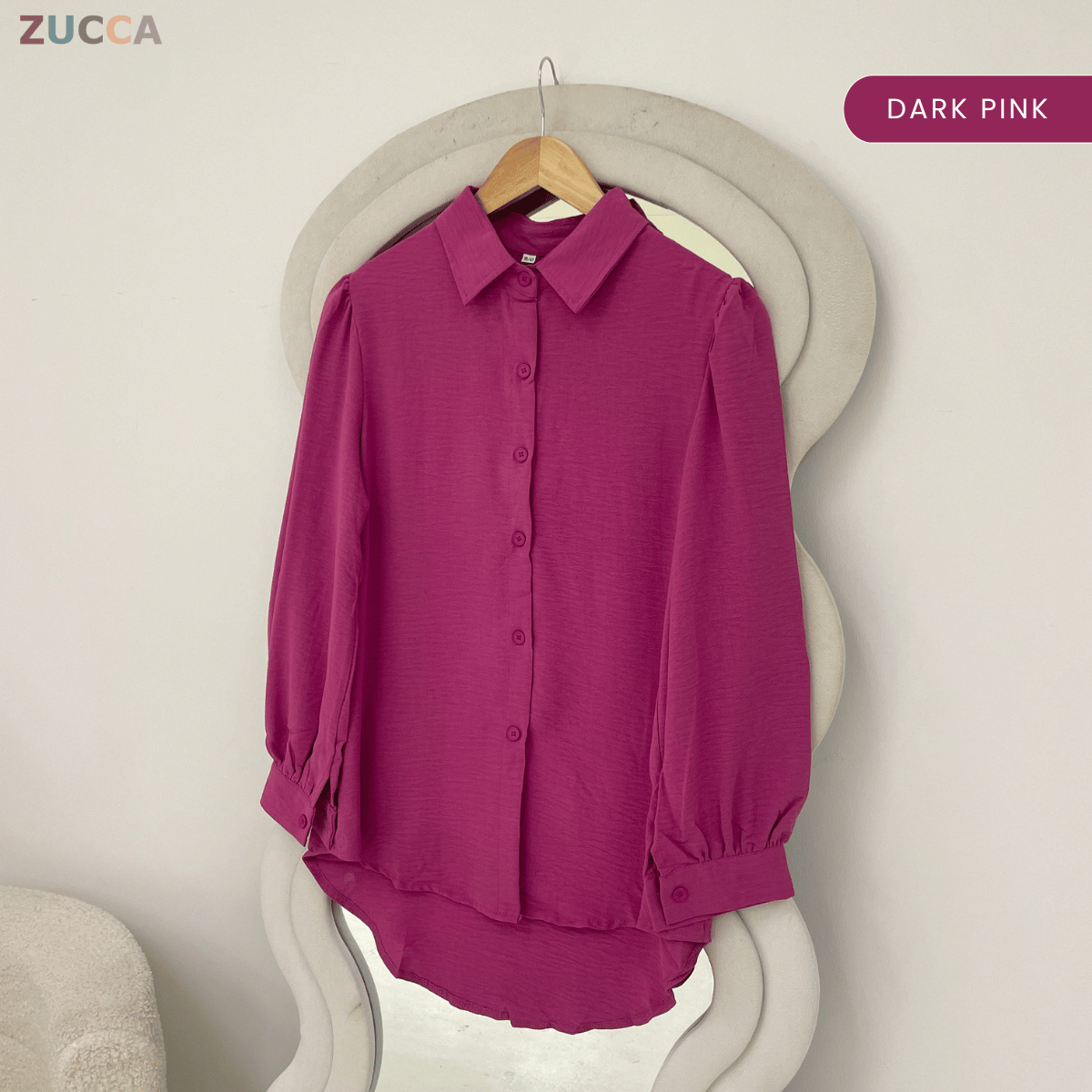 ZUCCA KALILA WRINKLE LONG SLEEVE BUTTON BLOUSE - GC024 (KS408-19B, KS408-18B)
