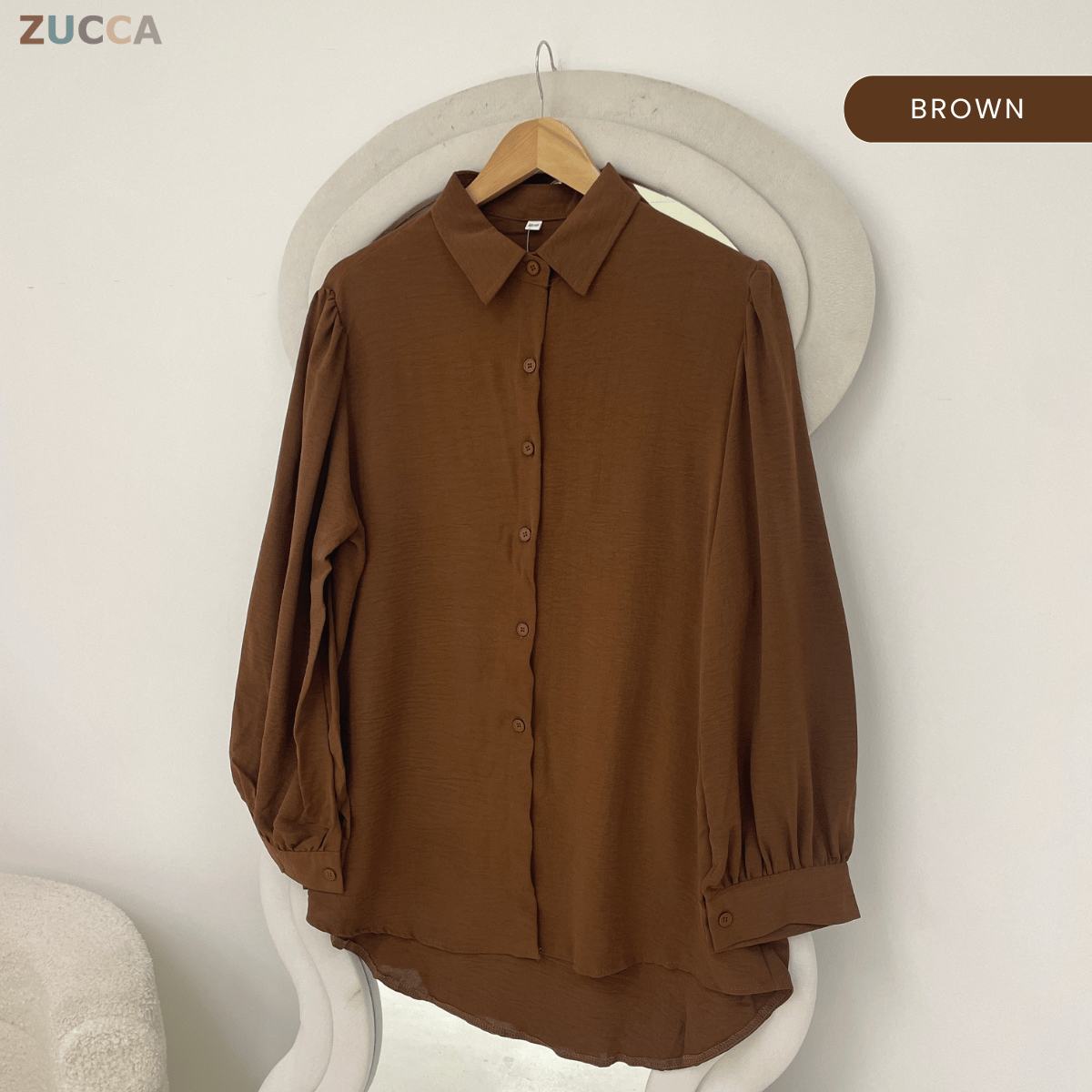 ZUCCA KALILA WRINKLE LONG SLEEVE BUTTON BLOUSE - GC024 (KS408-19B, KS408-18B)
