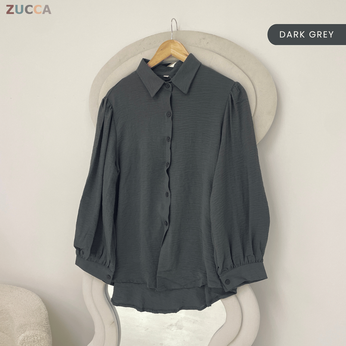ZUCCA KALILA WRINKLE LONG SLEEVE BUTTON BLOUSE - GC024 (KS408-19B, KS408-18B)