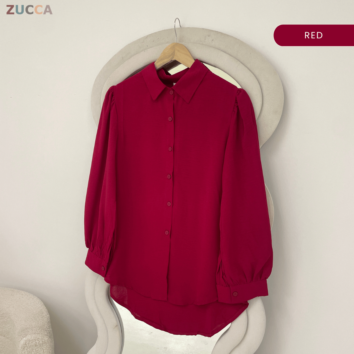 ZUCCA KALILA WRINKLE LONG SLEEVE BUTTON BLOUSE - GC024 (KS408-19B, KS408-18B)