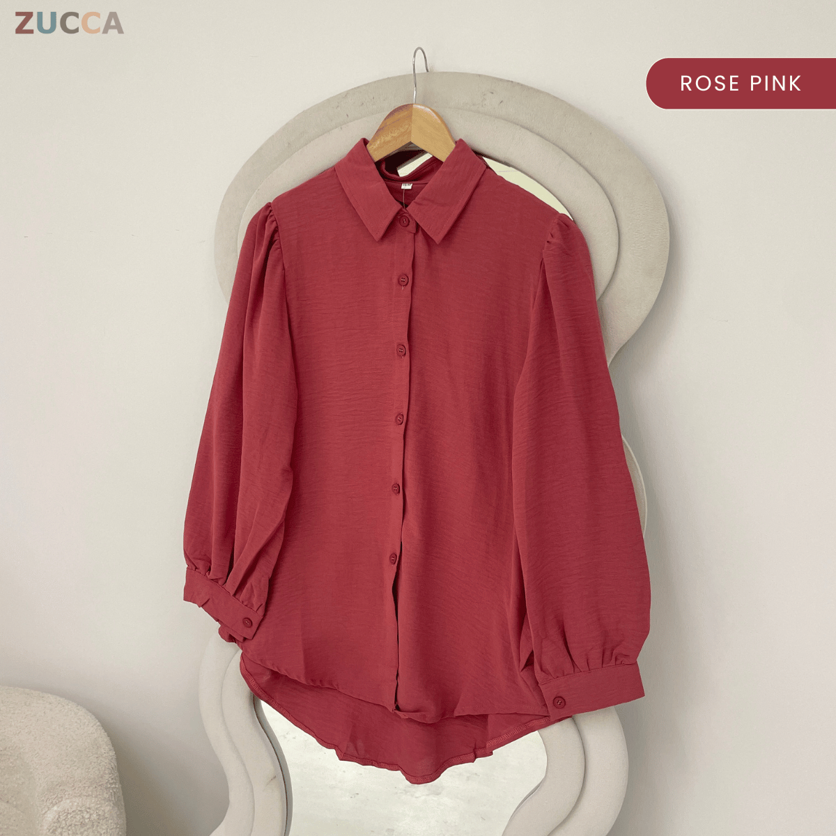 ZUCCA KALILA WRINKLE LONG SLEEVE BUTTON BLOUSE - GC024 (KS408-19B, KS408-18B)