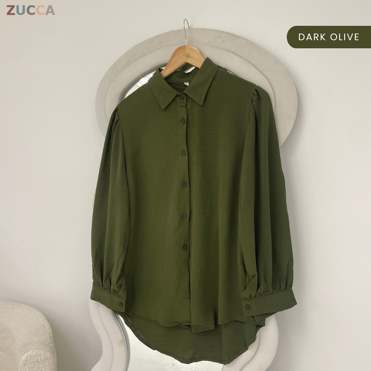 ZUCCA KALILA WRINKLE LONG SLEEVE BUTTON BLOUSE - GC024 (KS408-19B, KS408-18B)