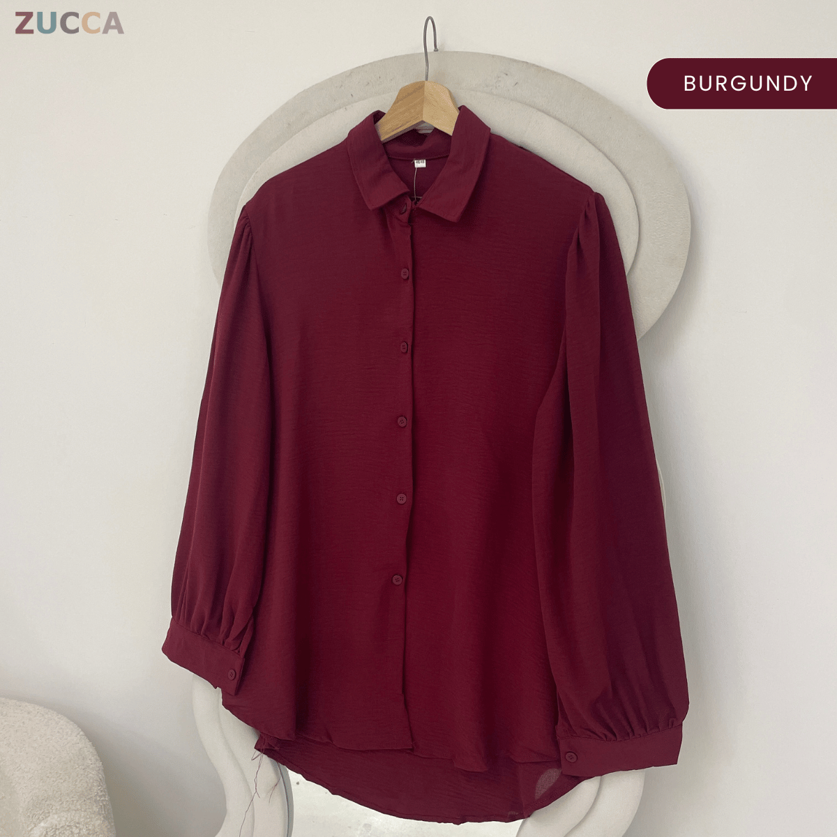 ZUCCA KALILA WRINKLE LONG SLEEVE BUTTON BLOUSE - GC024 (KS408-19B, KS408-18B)