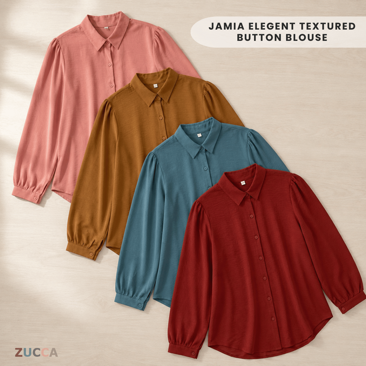 ZUCCA JAMIA ELEGENT TEXTURED BUTTON BLOUSE - GC025 (KPK 41651-2p /-3p / 41651 & 41652)