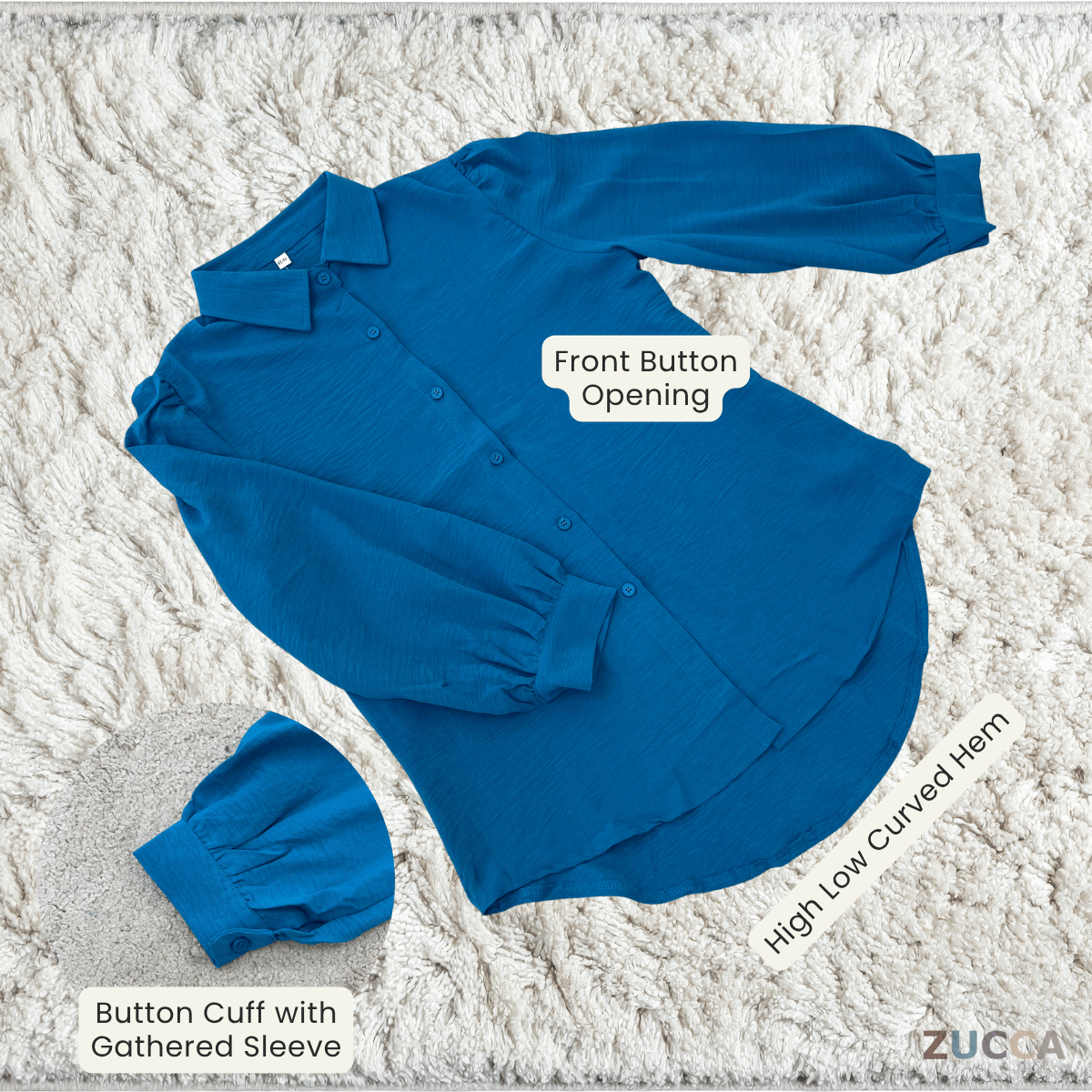 ZUCCA ARYANA TEXTURED CASUAL LONG SLEEVE BLOUSE-GC026(KS408-8B)