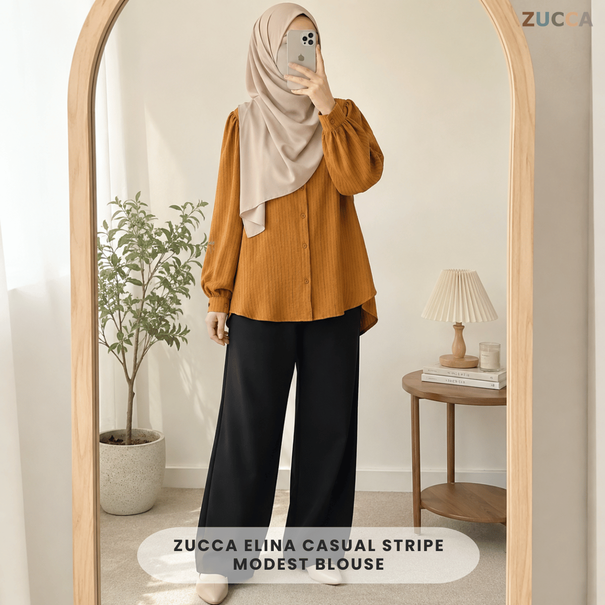 ZUCCA ELINA CASUAL STRIPE MODEST BLOUSE-GC027(KK8819)