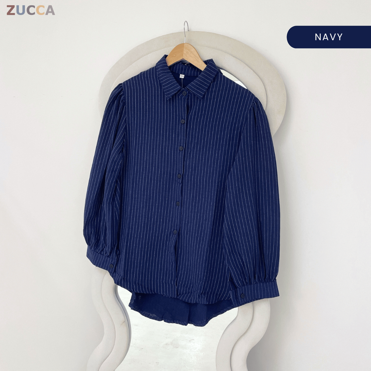 ZUCCA ELINA CASUAL STRIPE MODEST BLOUSE-GC027(KK8819)