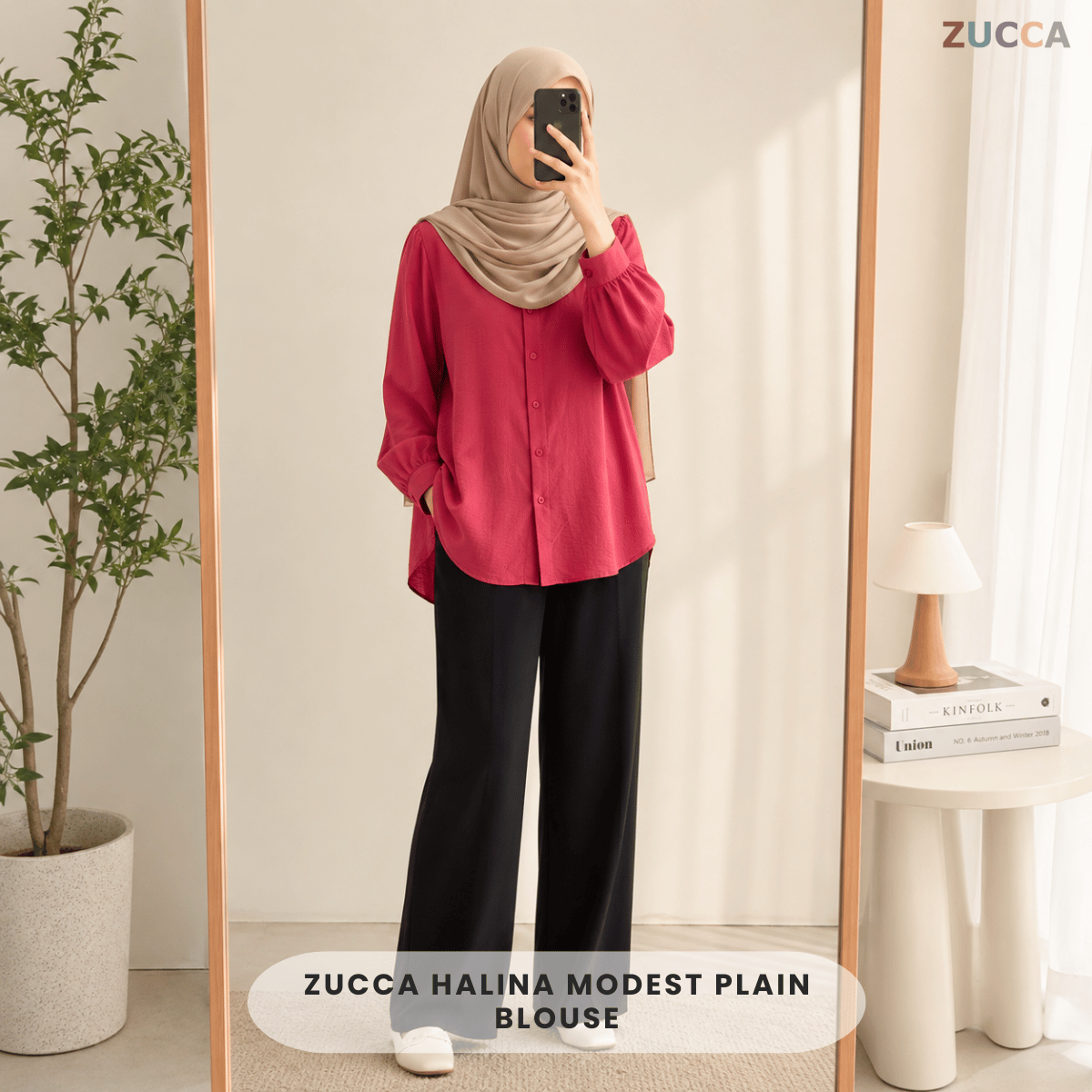 ZUCCA HALINA MODEST PLAIN BLOUSE-GC028(KS408-12B)