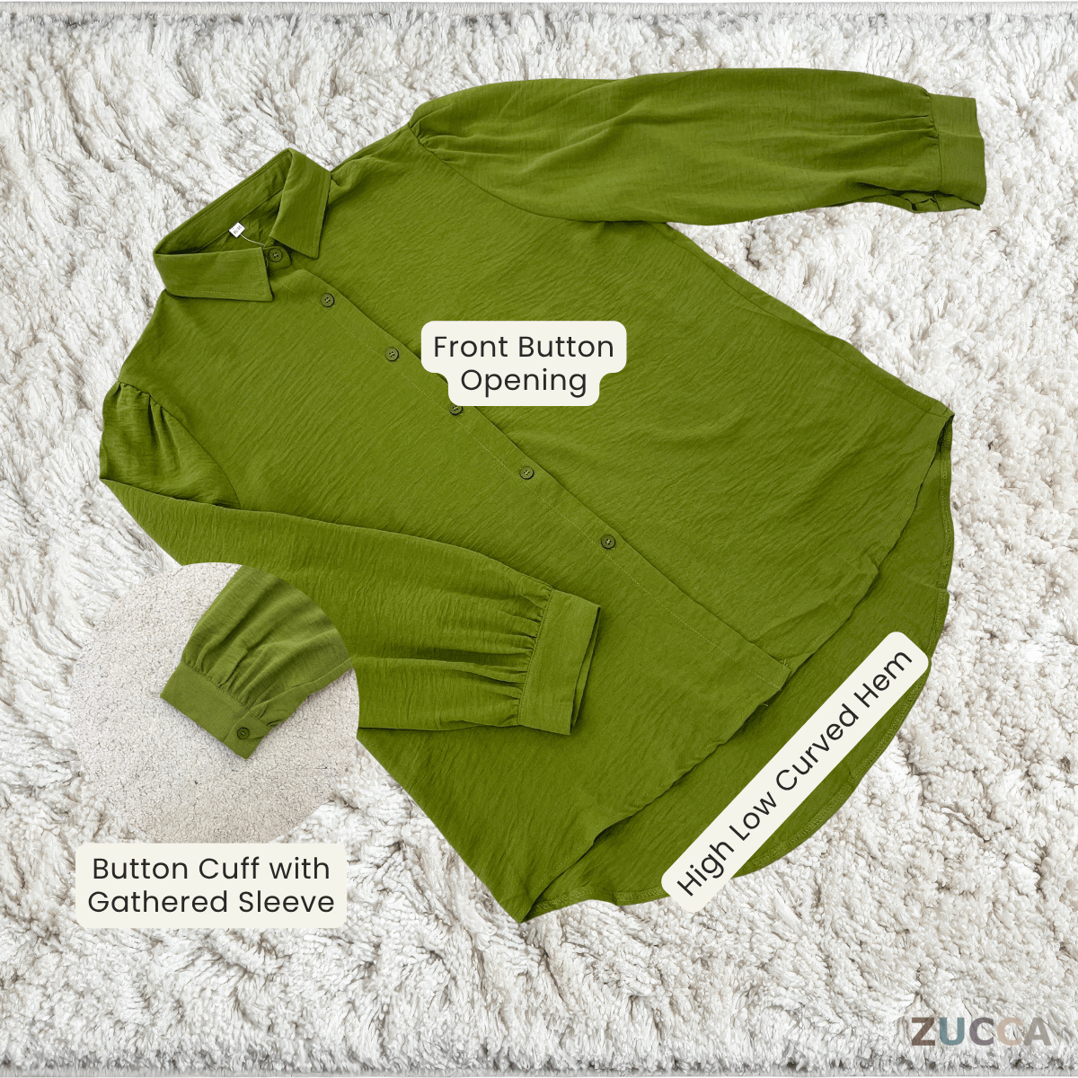 ZUCCA HALINA MODEST PLAIN BLOUSE-GC028(KS408-12B)