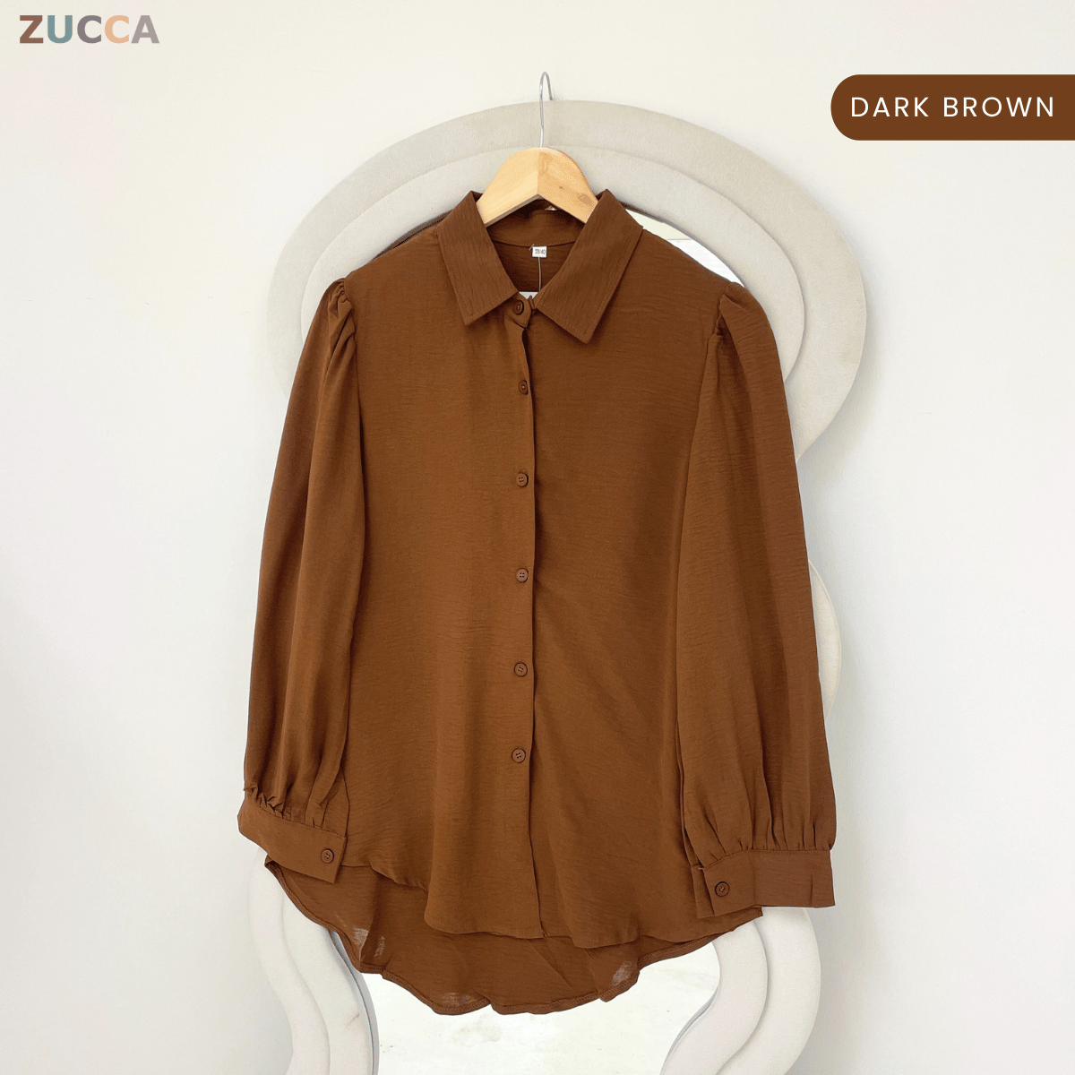 ZUCCA HALINA MODEST PLAIN BLOUSE-GC028(KS408-12B)
