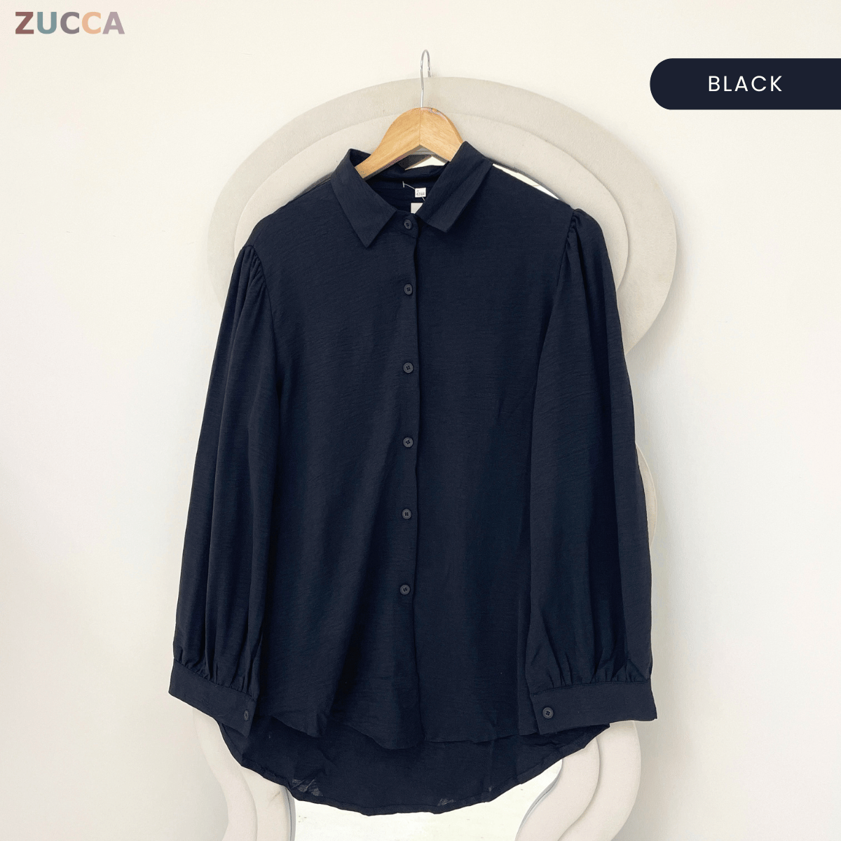 ZUCCA HALINA MODEST PLAIN BLOUSE-GC028(KS408-12B)