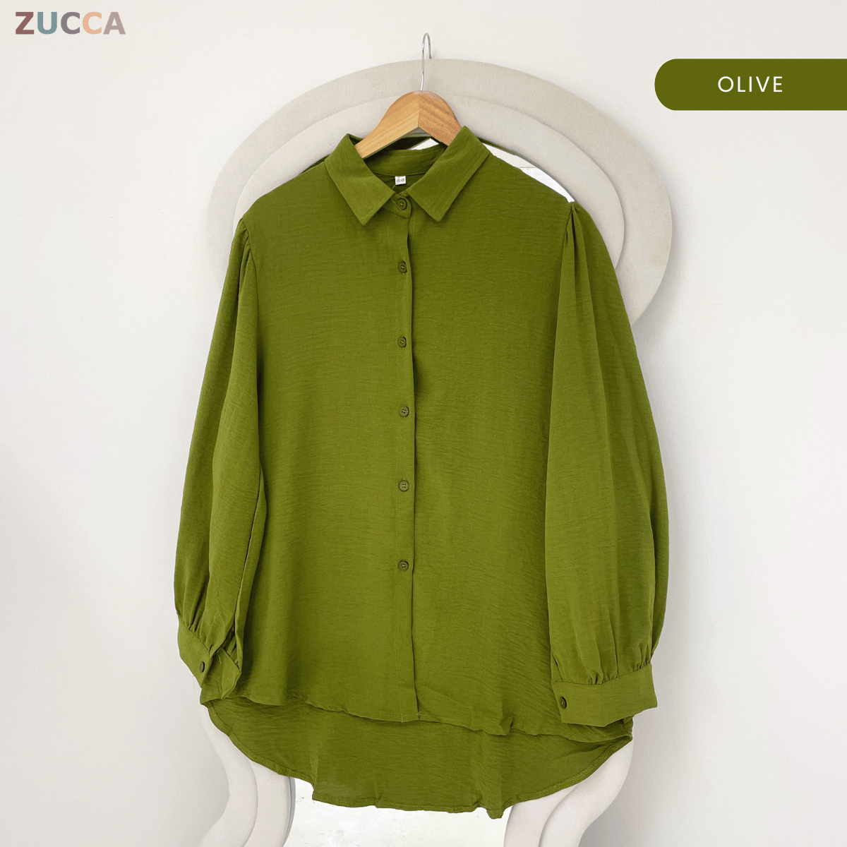 ZUCCA HALINA MODEST PLAIN BLOUSE-GC028(KS408-12B)
