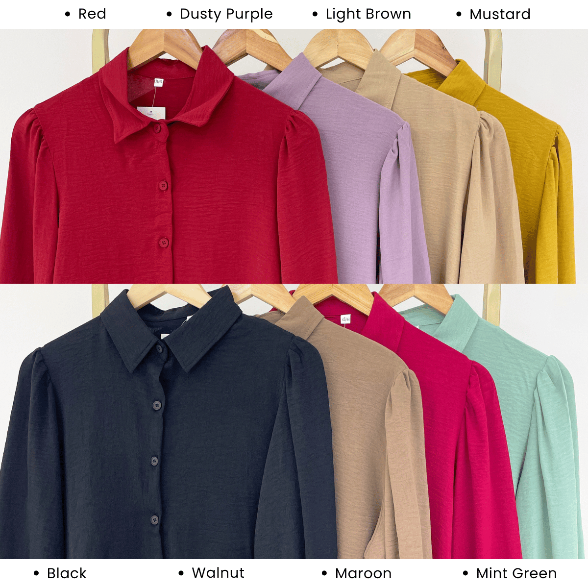 ZUCCA AYUNI COLLARED TEXTURED LONG SLEEVE BLOUSE-GC030(KS408-20B)