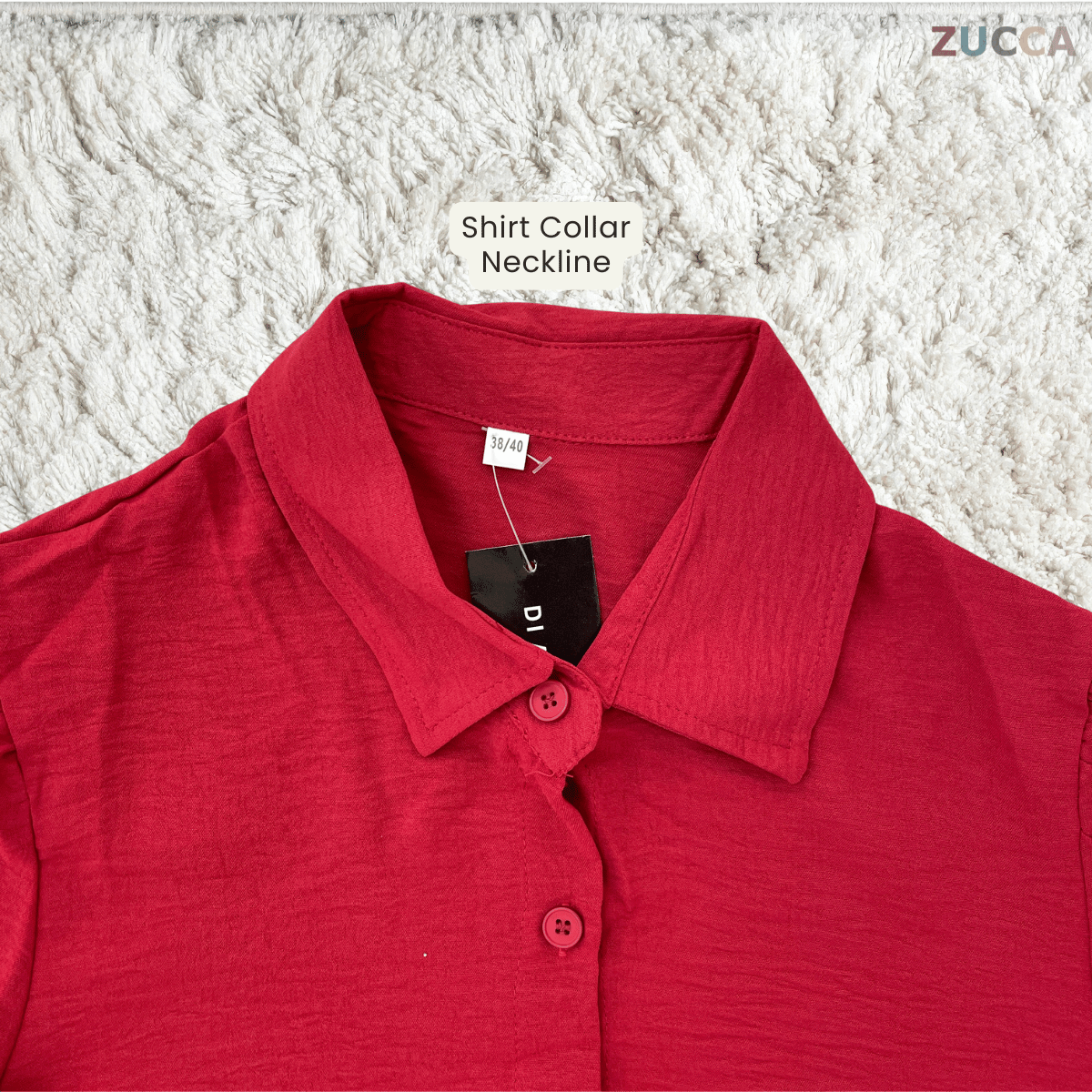 ZUCCA AYUNI COLLARED TEXTURED LONG SLEEVE BLOUSE-GC030(KS408-20B)