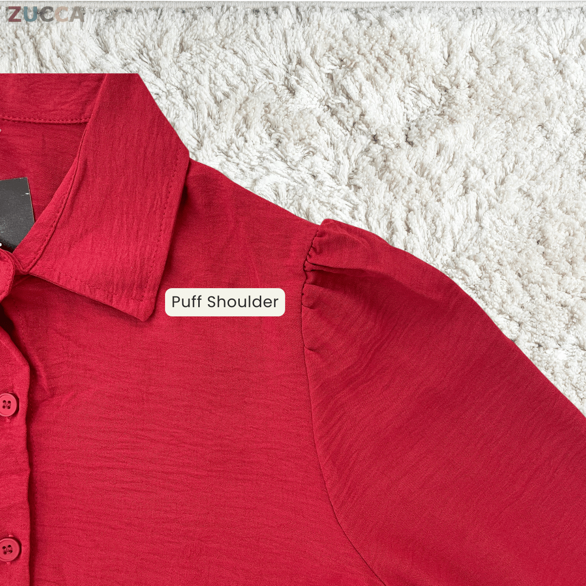 ZUCCA AYUNI COLLARED TEXTURED LONG SLEEVE BLOUSE-GC030(KS408-20B)