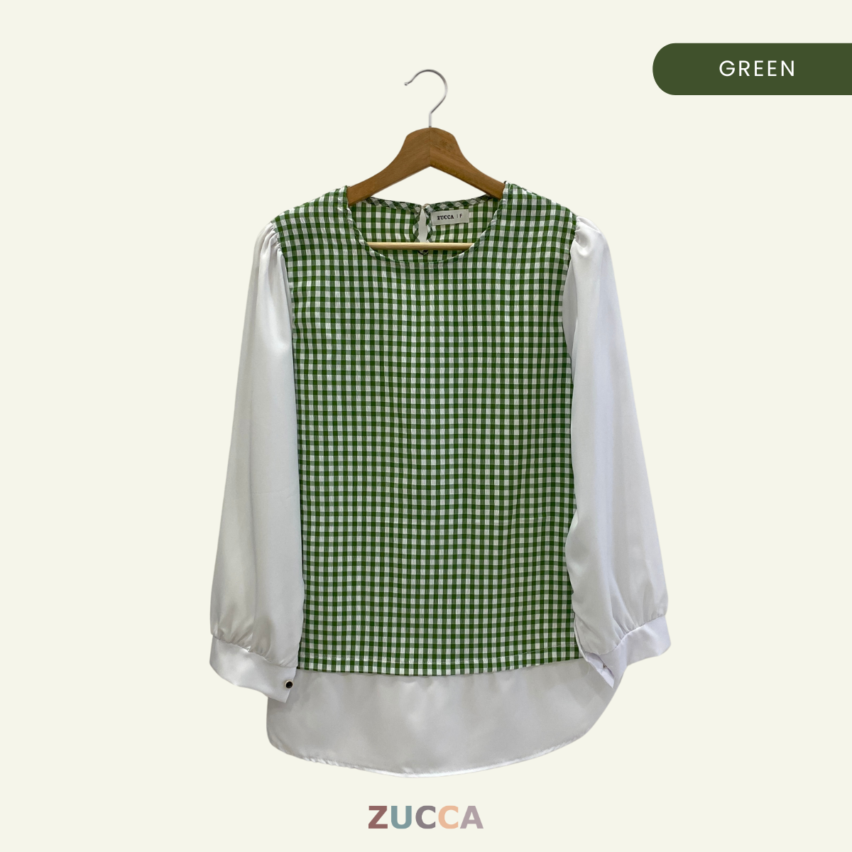 ZUCCA SYIKIN GINGHAM CHECKER PUFFED BLOUSE - DM157