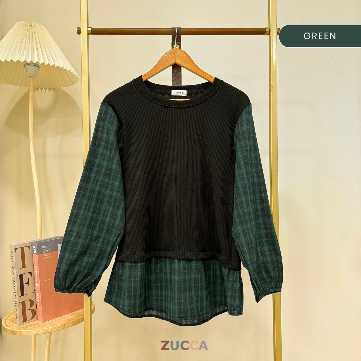ZUCCA ALEENA BLOUSE PATCHWORK PLAID BERPETAK - DM254