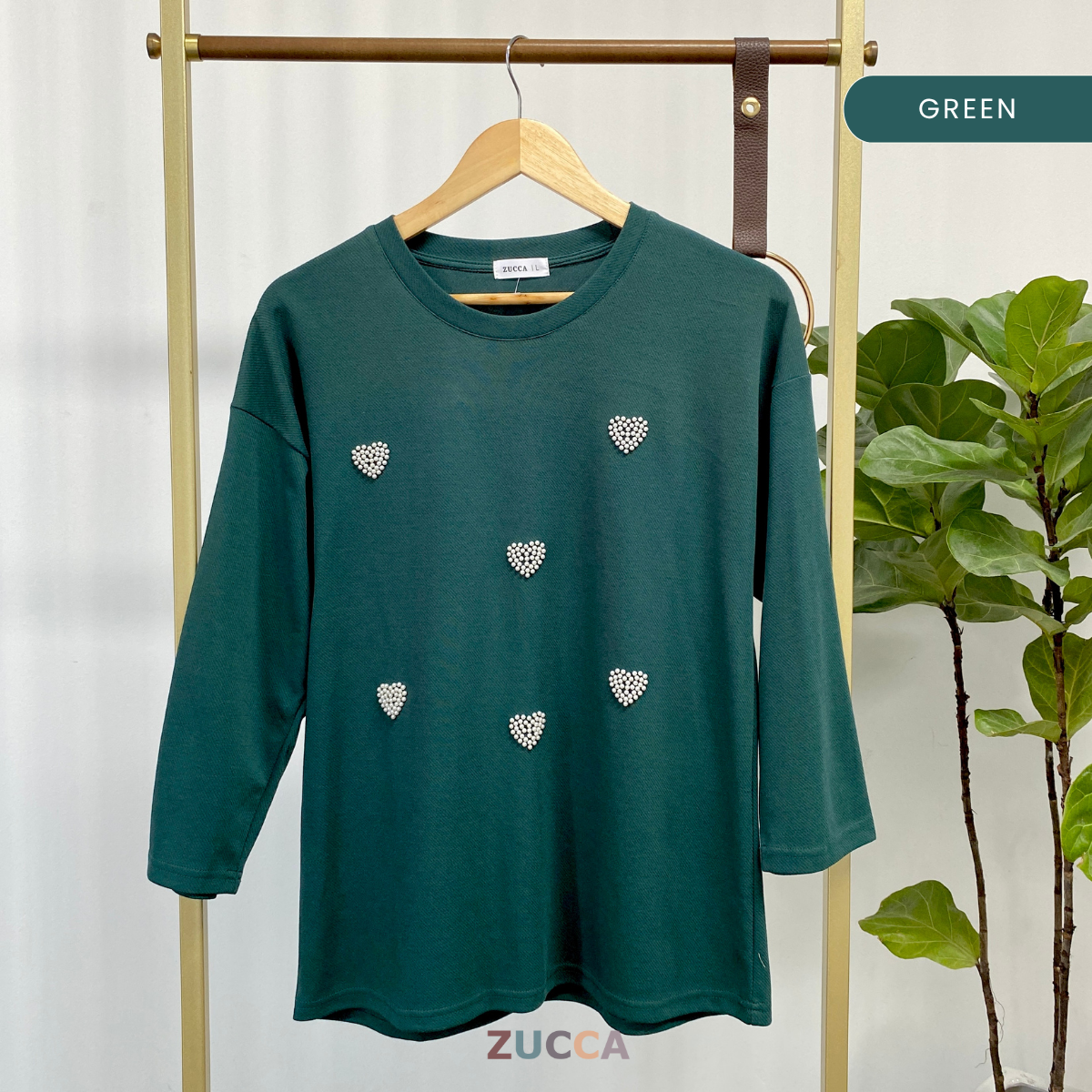 ZUCCA FATINI HEART EMBELLISHED COTTON KNIT SHIRT - MA057