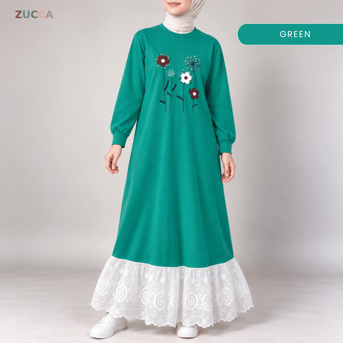 ZUCCA QASEH FLORAL LACE LONG SLEEVE MAXI DRESS - MA263