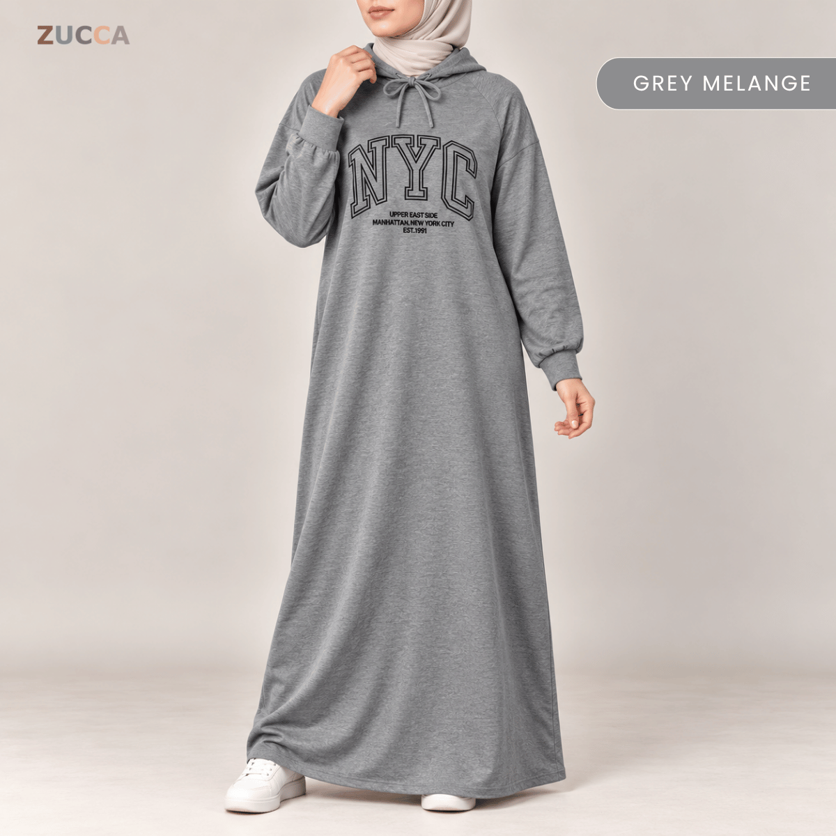 ZUCCA EXORA CASUAL SPORTY HOODIE MAXI DRESS - MA259