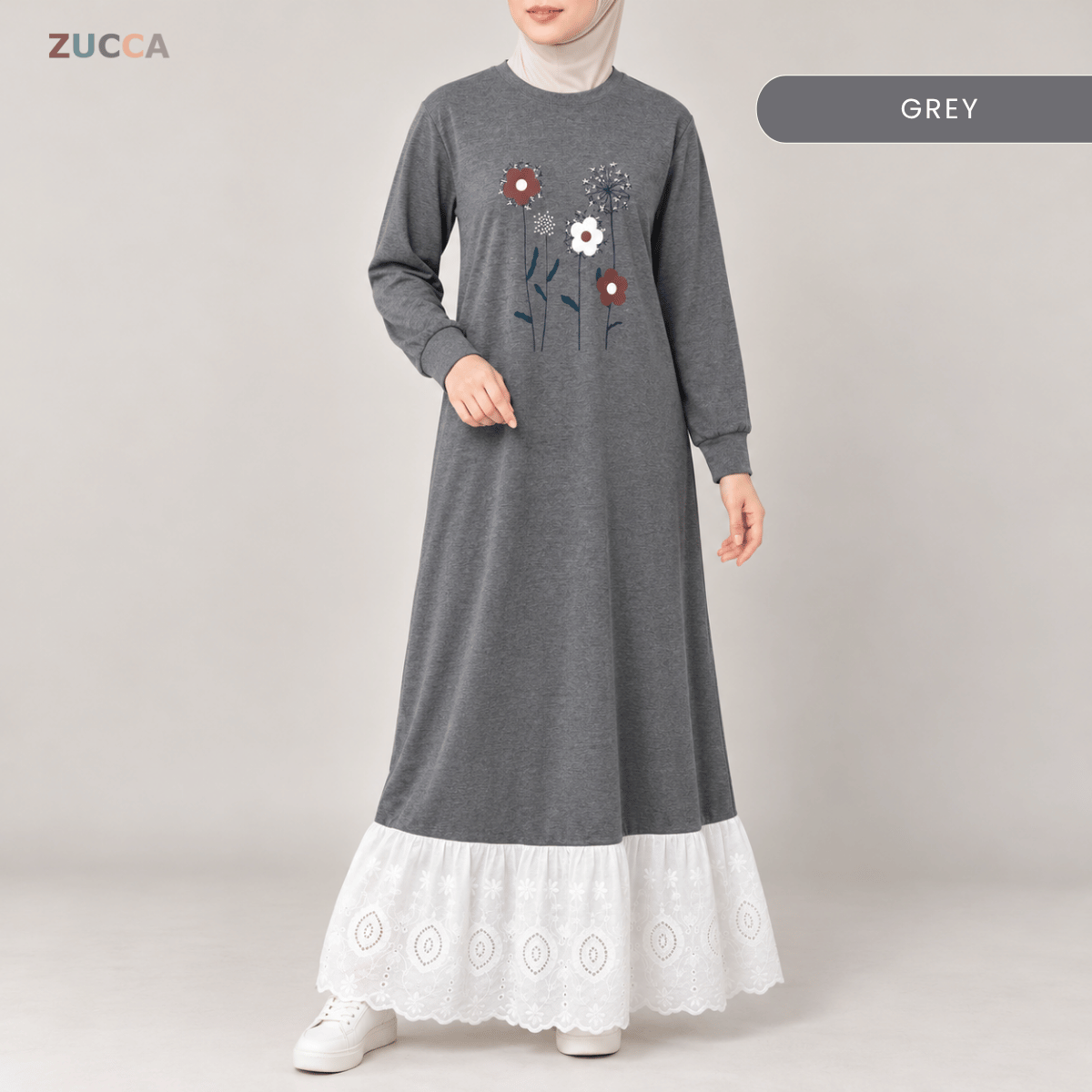 ZUCCA QASEH FLORAL LACE LONG SLEEVE MAXI DRESS - MA263